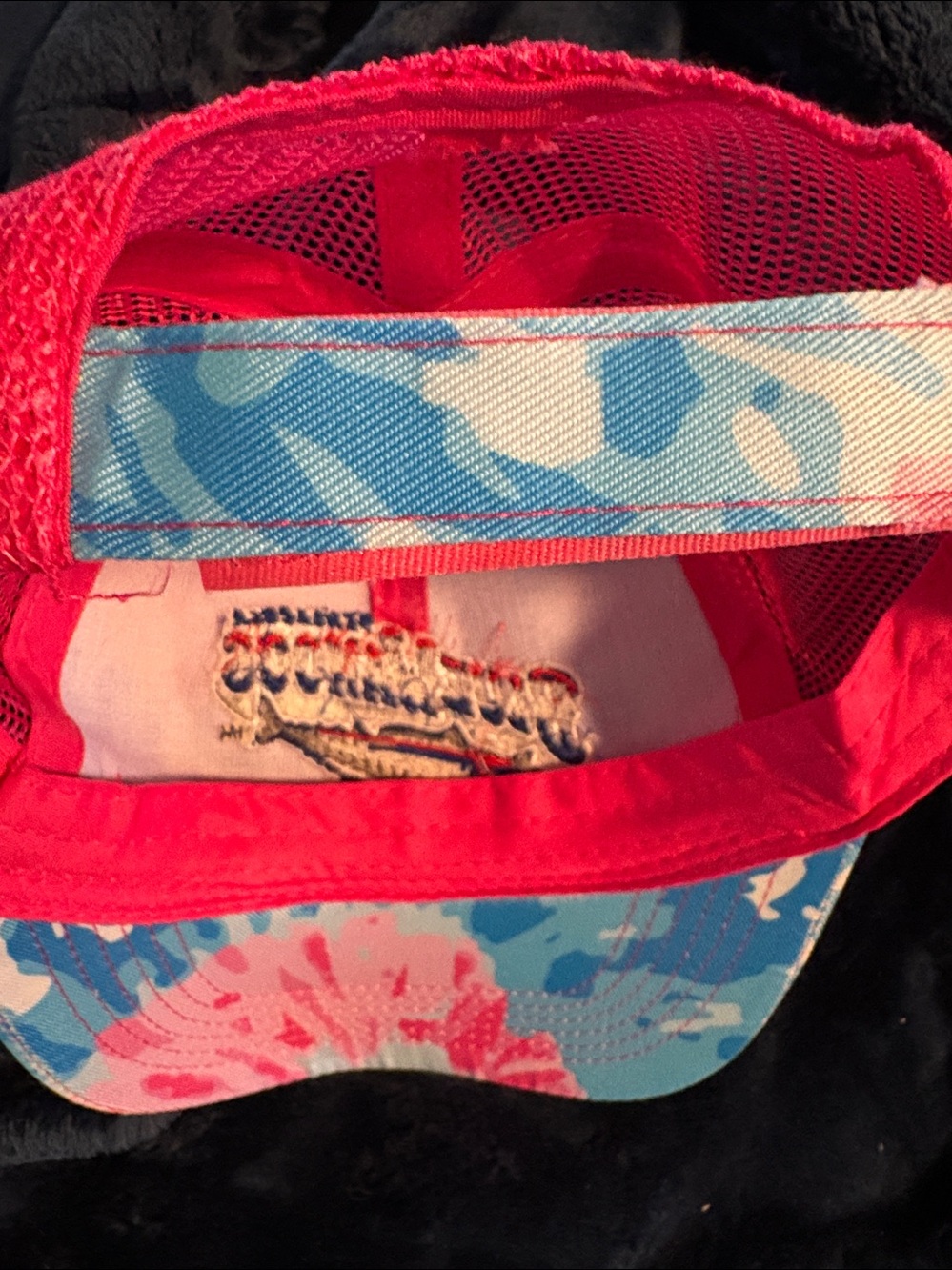Pink and Light Blue Floral Tie-Dye Trucker Cap - Picture 5 of 6